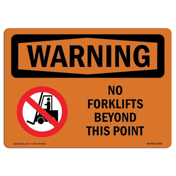 Safety Sign, OSHA WARNING, 3.5" Height, No Forklifts Beyond This Point, Landscape, 10PK
